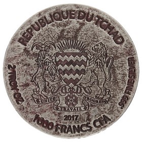 Moneda Chad 1000 Francos CFA ERS Ramsés II Plata 2017 2oz