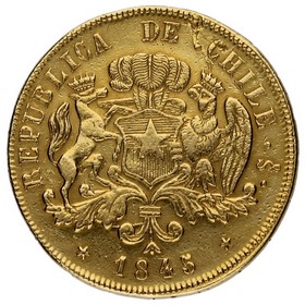 Moneda Chile 8 Escudos Oro 1845 So-Santiago IJ 26,92g