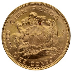 Moneda Chile 100 Pesos Oro 1952 So-Santiago 20,30g
