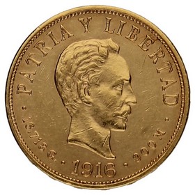 Moneda Cuba 10 Pesos José Martí Oro 1916 16,68g