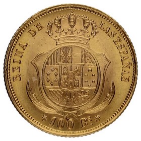 Moneda 100 Reales Oro 1860 *-Sevilla 8,37g