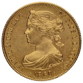 Moneda 100 Reales Oro 1860 *-Sevilla 8,37g