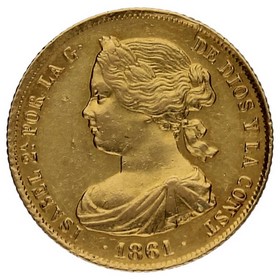 Moneda 100 Reales Oro 1861 *-Madrid 8,34g