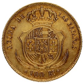 Moneda 100 Reales Oro 1862 *-Madrid 8,32g