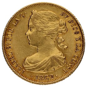 Moneda 100 Reales Oro 1862 *-Madrid 8,32g