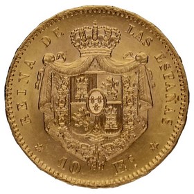 Moneda 10 Escudos Oro 1868 *-Madrid *18-68 8,37g
