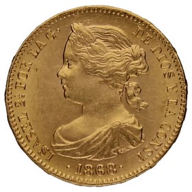 Moneda 10 Escudos Oro 1868 *-Madrid *18-68 8,37g