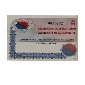 Moneda 1000 Pesetas 100 Años muerte Antonio Cánovas del Castillo Plata 1997 M-Madrid 13,50g