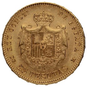 Moneda 25 Pesetas Oro 1878 *-Madrid *18-78 8,08g