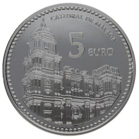 Moneda 5 Euros Escudo de Málaga y Fachada de la Catedral Plata 2012 M-Madrid 13,50g