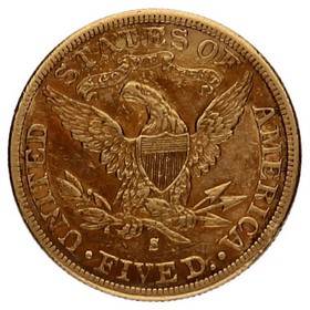 Moneda Estados Unidos 5 Dólares Coronet Head Oro 1886 S-San Francisco 8,33g