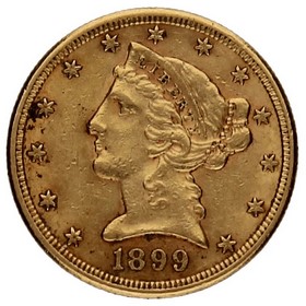 Moneda Estados Unidos 5 Dólares Coronet Head Oro 1899 S-San Francisco 8,33g