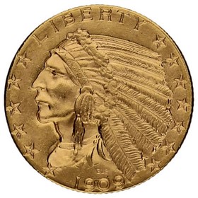 Moneda Estados Unidos 5 Dólares Indian Head Oro 1909 D-Denver 8,35g