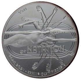 Moneda Francia 10 Euros París 2024 - Natación Plata 2021 París 22,20g
