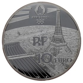 Moneda Francia 10 Euros París 2024 - Natación Plata 2021 París 22,20g