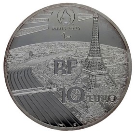 Moneda Francia 10 Euros París 2024 - Tenis Plata 2021 París 22,20g