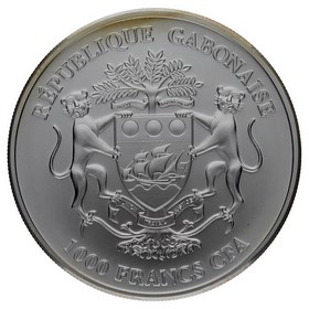 Moneda Gabón 1000 Francos CFA African Springbok Plata 2014 1oz