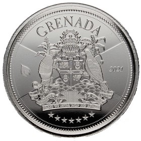 Moneda Granada 2 Dólares Plata 2021 1oz