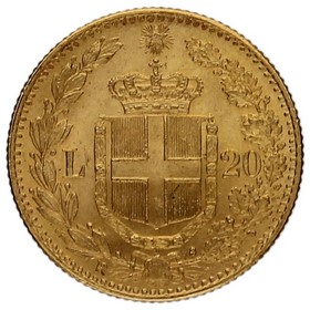 Moneda Italia 20 Liras Oro 1882 R-Roma 6,45g