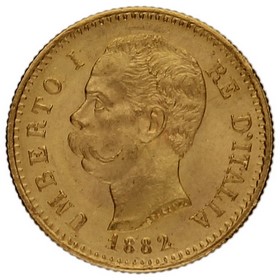 Moneda Italia 20 Liras Oro 1882 R-Roma 6,45g