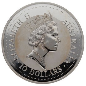 Moneda Australia 10 Dólares Kookaburra Plata 1992 10oz