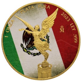 Moneda México 1 Onza Libertad coloreda Bandera de México Plata 2023 1oz