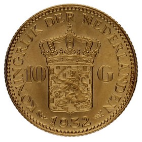 Moneda Países Bajos 10 Florines Oro 1932 6,71g