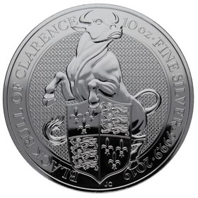 Moneda Reino Unido 10 Libras Bestias de la Reina - Toro Negro de Clarence Plata 2019 10oz