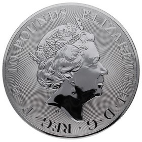 Moneda Reino Unido 10 Libras Bestias de la Reina - Toro Negro de Clarence Plata 2019 10oz