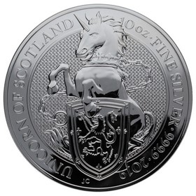 Moneda Reino Unido 10 Libras Bestias de la Reina - Unicornio de Escocia Plata 2019 10oz