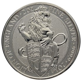 Moneda Reino Unido 5 Libras Bestias de la Reina - León de Inglaterra Plata 2016 2oz