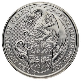 Moneda Reino Unido 5 Libras Bestias de la Reina - Dragón de Gales Plata 2017 2oz