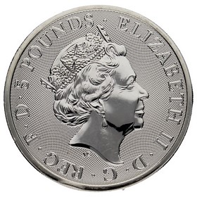 Moneda Reino Unido 5 Libras Bestias de la Reina - Toro Negro de Clarence Plata 2018 2oz