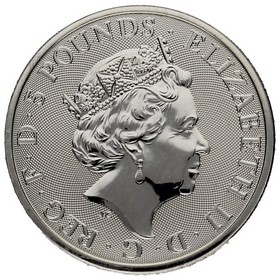 Moneda Reino Unido 5 Libras Bestias de la Reina - Halcón de los Plantagenet Plata 2019 2oz