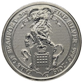 Moneda Reino Unido 5 Libras Bestias de la Reina - Yale de Beaufort Plata 2019 2oz