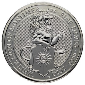 Moneda Reino Unido 5 Libras Bestias de la Reina - León Blanco de Mortimer Plata 2020 2oz