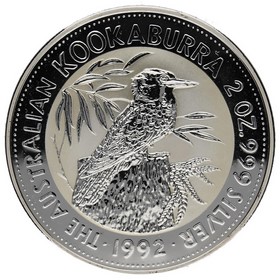 Moneda Australia 2 Dollars Kookaburra Plata 1992 2oz