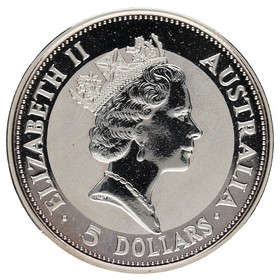 Moneda Australia 1 Dollar Kookaburra Plata 1991 1oz