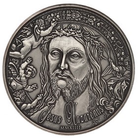 Moneda Burkina Faso 1000 Francos CFA Jesus Nazareno Antique Finish Plata 2014 1oz