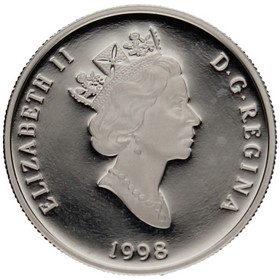 Moneda Canadá 300 Dollars Lobo Gris Platino 1998 31,16g