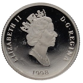 Moneda Canadá 75 Dollars Lobo Gris Platino 1998 7,80g