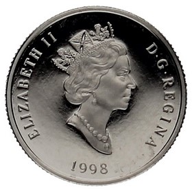 Moneda Canadá 30 Dollars Lobo Gris Platino 1998 3,13g