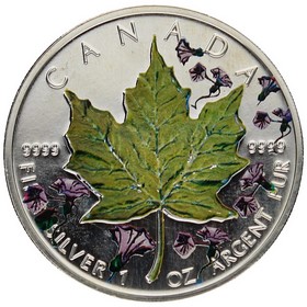 Moneda Canadá 5 Dollars Maple leaf Color Plata 2001 1oz
