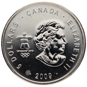 Moneda Canadá 5 Dollars Vancouver 2010 Plata 2009 1oz
