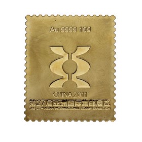 Lingote  China 27th Feria Int. Asiática de Sellos. Dragón Oro 1988 10g