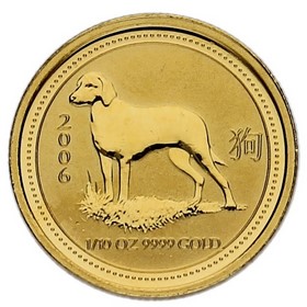 Moneda Australia 15 Dollars Año del Perro Oro 2006 1/10oz