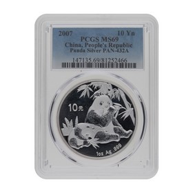 Moneda China 10 Yuans Panda MS69 Plata 2007 1oz