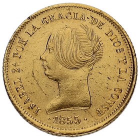 Moneda Isabel II 100 Reales Oro 1855 M 8,39g
