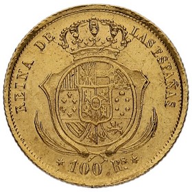 Moneda Isabel II 100 Reales Oro 1855 M 8,39g