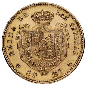 Moneda Isabel II 10 Escudos Oro 1868 8,41g